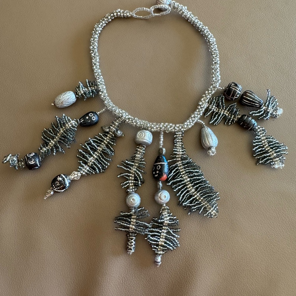 Elegant Silver Beaded Necklace